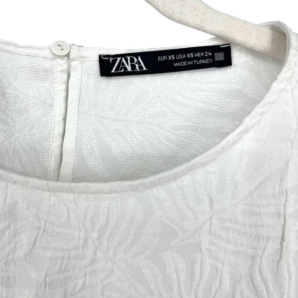 Zara White Ruffle Peplum Balloon Sleeve Blouse Size XS - Picture 3 of 8